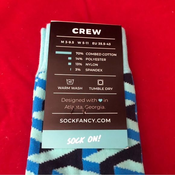 Sock Fancy Crew Cut Style 200 Needle Combed Cotton Sock - Picture 3 of 5